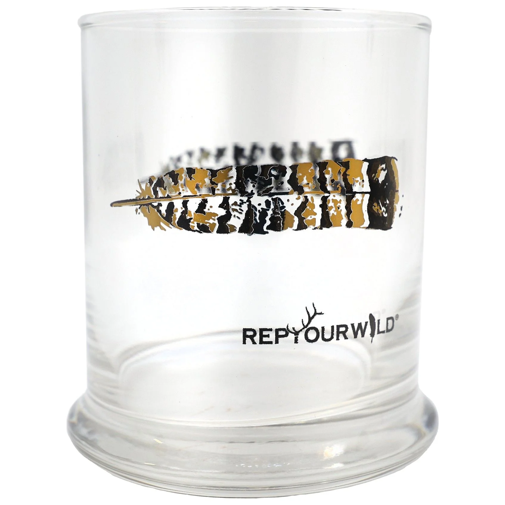 Rep Your Water Metallic Grouse Feathers Lowball Glass