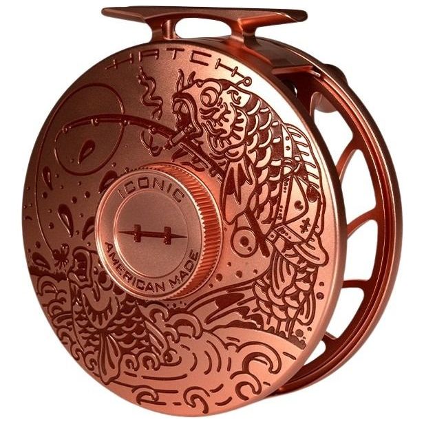 Hatch Custom Brent McCarron Smoking Carp Iconic Large Arbor Fly Reel 7 Plus - Image 4