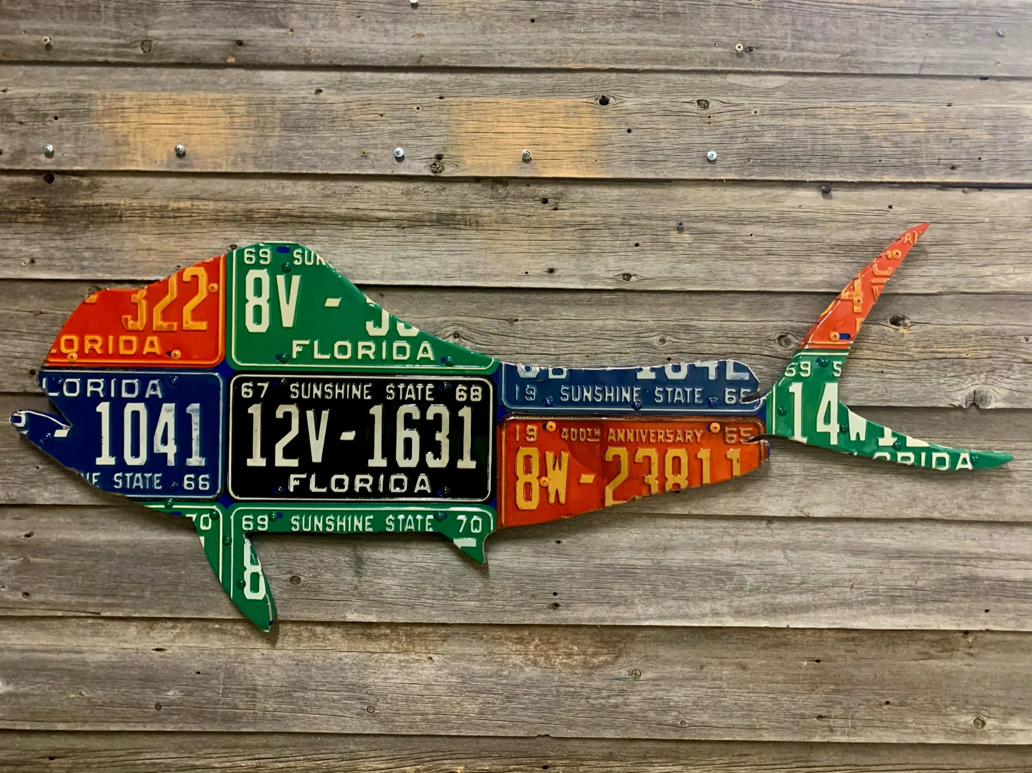 Florida Antique Mahi-Mahi License Plate Art