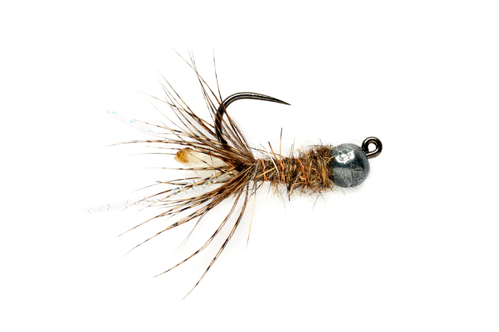 Peeping Caddis Jig Cream Tungsten Beadhead Barbless