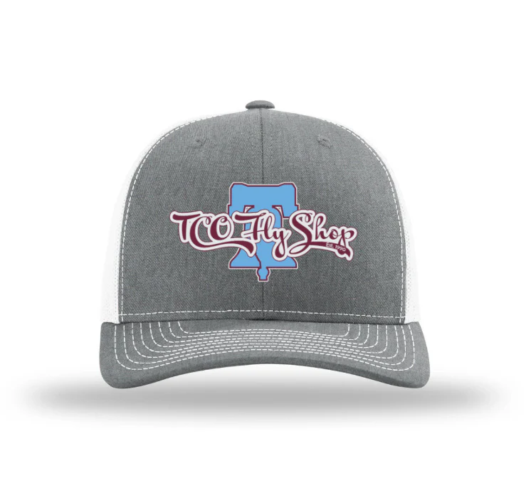 TCO Fly Shop Trucker Hat - Retro Phillies Logo - Grey White